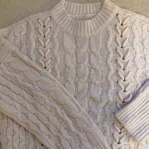 White Abercrombie Cable Knit Sweater